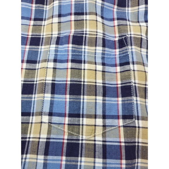 Uniqlo Blue Plaid Button Up Cotton Long Sleeve Shirt Chest Pocket Size Large - Picture 5 of 10